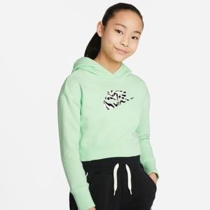 Nike Older Girls Cropped Hoodie ‘Green’ DC9763-390 NWT NIB Fast Shipper!